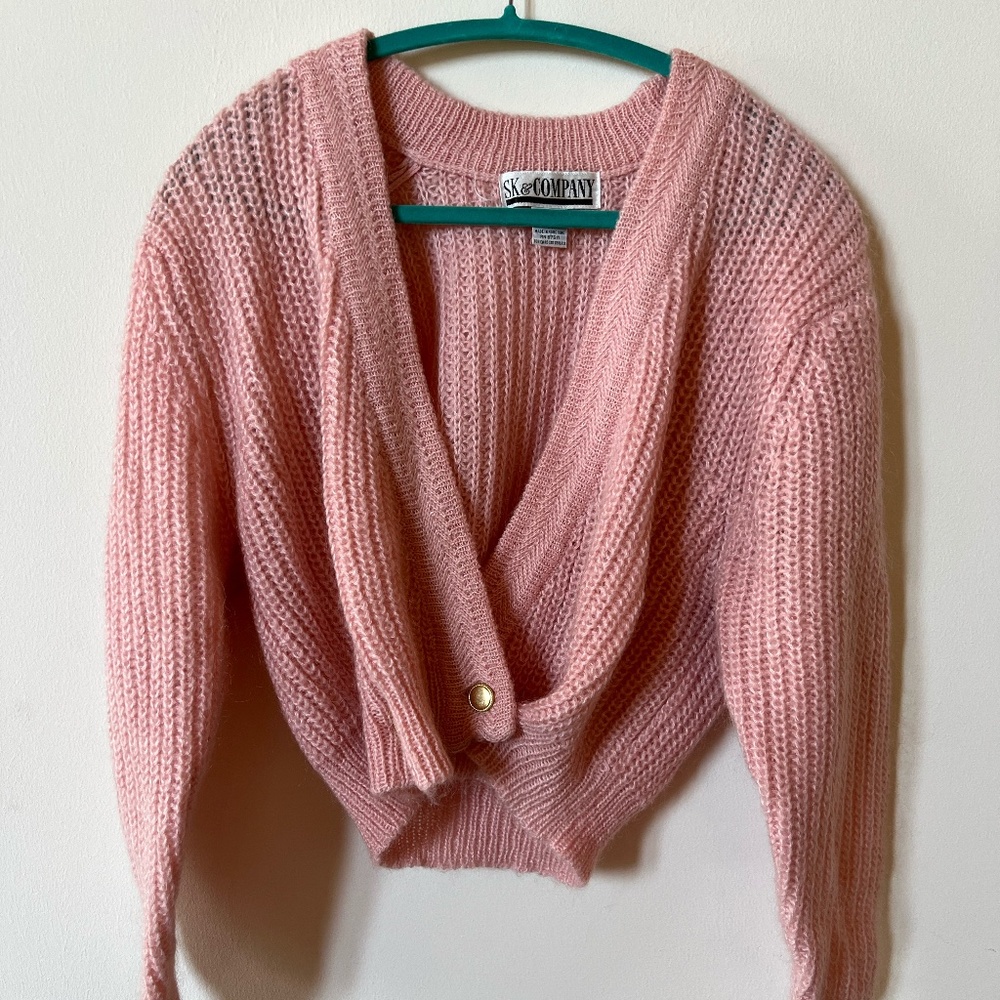 VINTAGE SK and Company Pink Knit Cardigan